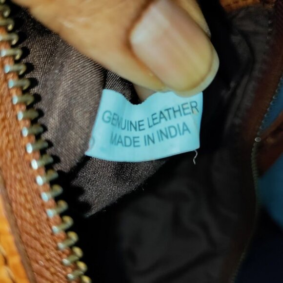 Vilenca Holland Woven Trim Adjustable Straps Leather Crossbody Bag Womens Brown - Picture 12 of 12